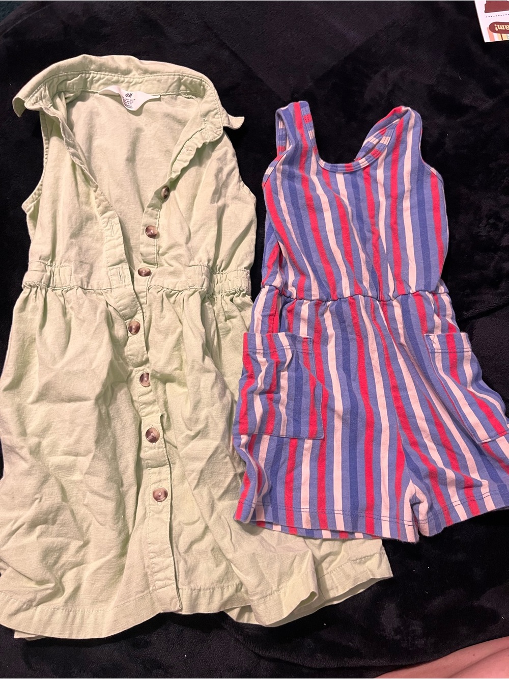 Striped Blue & Pink Kids Romper and Light Green Button Dress - Kids Bottoms